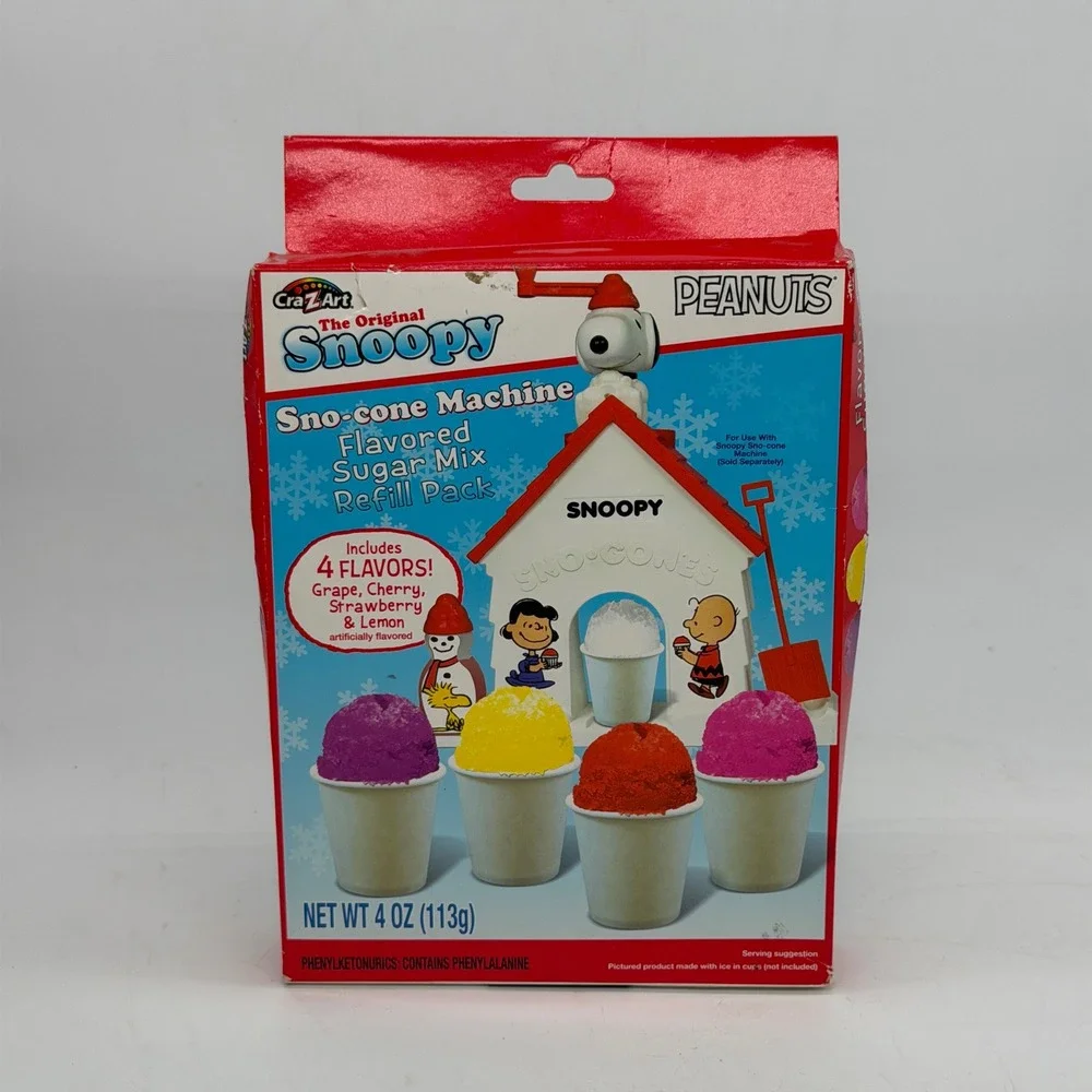 Cra-Z-Art Peanuts Snoopy Sno-cone Machine with 4-Flavor Refill Pack Set NEW